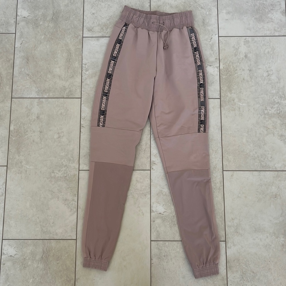 Gymshark Mauve Pink Panel Track Pants with Branded Side Tape